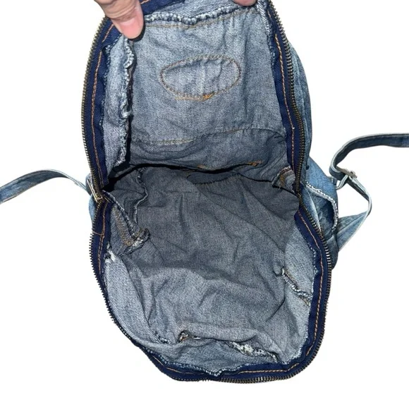 Vintage Rugged Exposure Denim Backpack Blue Jean 90s Y2K Bag - Picture 6 of 12